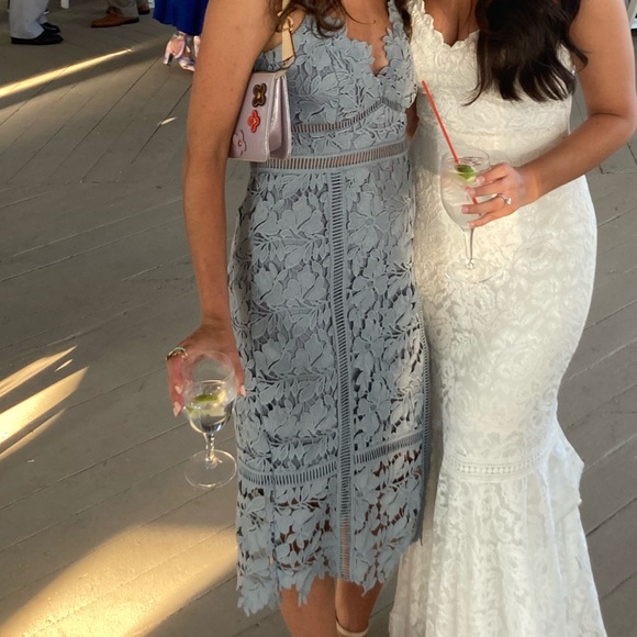 Blue Bardot cocktail wedding guest dress revolve - Picture 2 of 3